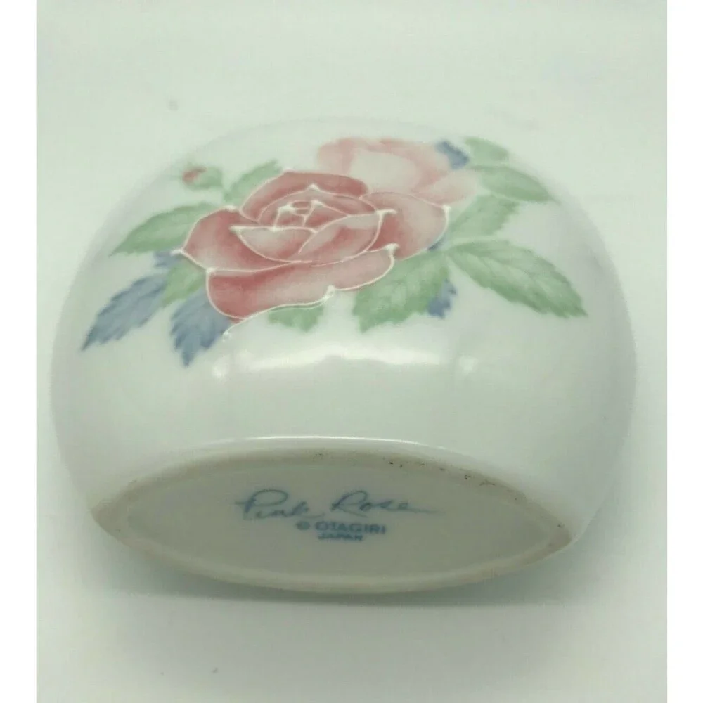 Vintage PINK ROSE Otagiri Vase Porcelain Floral Art Pottery Hand Painted Japan